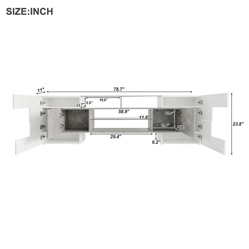 Merax TV Stand with 2 Illuminated Glass Shelves, High Gloss Entertainment Center for TVs Up to 80 - n/a
