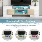 Merax TV Stand with 2 Illuminated Glass Shelves, High Gloss Entertainment Center for TVs Up to 80 - n/a