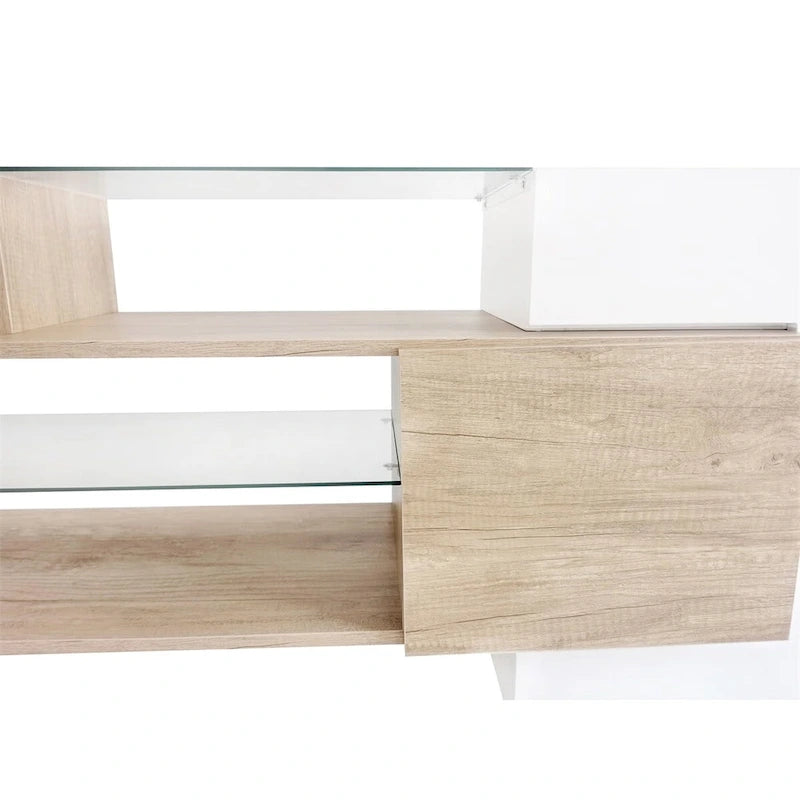 Merax TV Stand with 2 Illuminated Glass Shelves, High Gloss Entertainment Center for TVs Up to 80 - n/a