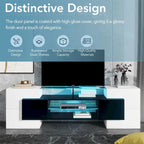 Merax TV Stand with 2 Illuminated Glass Shelves, High Gloss Entertainment Center for TVs Up to 80 - n/a