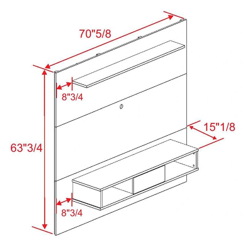 Midtown Concept Wall Mounted TV Shelf Board for 70-in TV