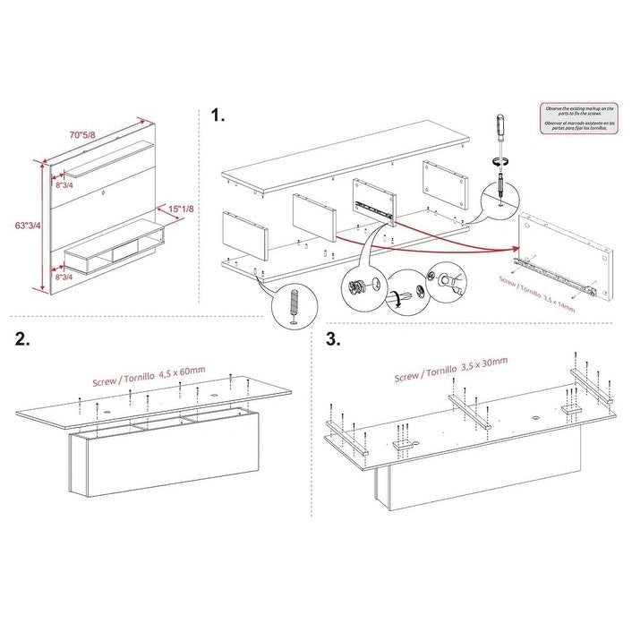 Midtown Concept Wall Mounted TV Shelf Board for 70-in TV