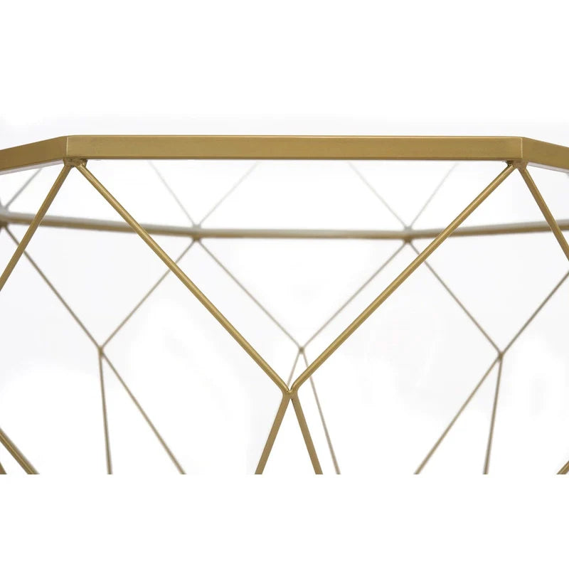 Malibu 29 Modern Octagon Center Coffee Table with Tempered Glass Table top & Sturdy Metal Geometric Base for Living Room Office