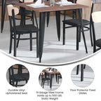 Commercial Metal Dining Chair with Wood Seat and Boomerang Back