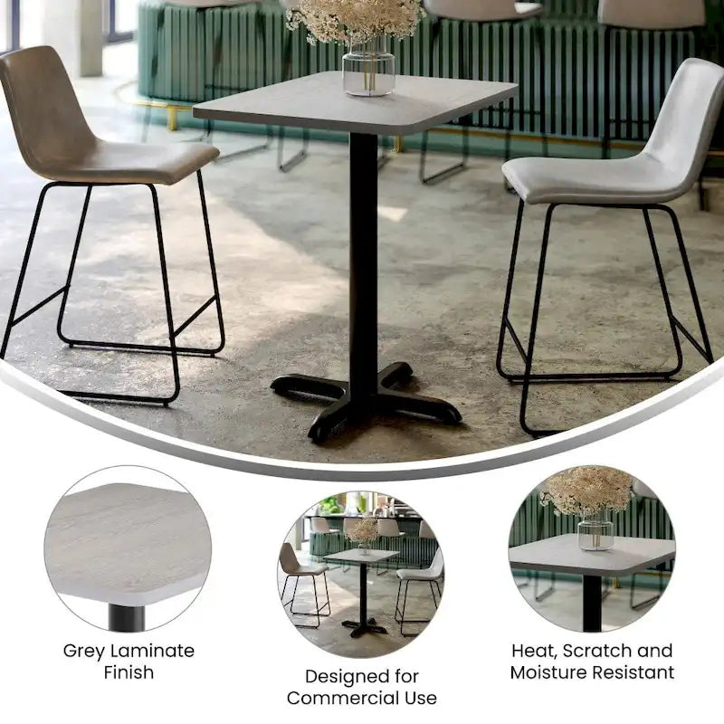 24 x 30 Rectangular Laminate Table Top with 22 x 22 Table Height Base - 24W x 30D x 31.125H