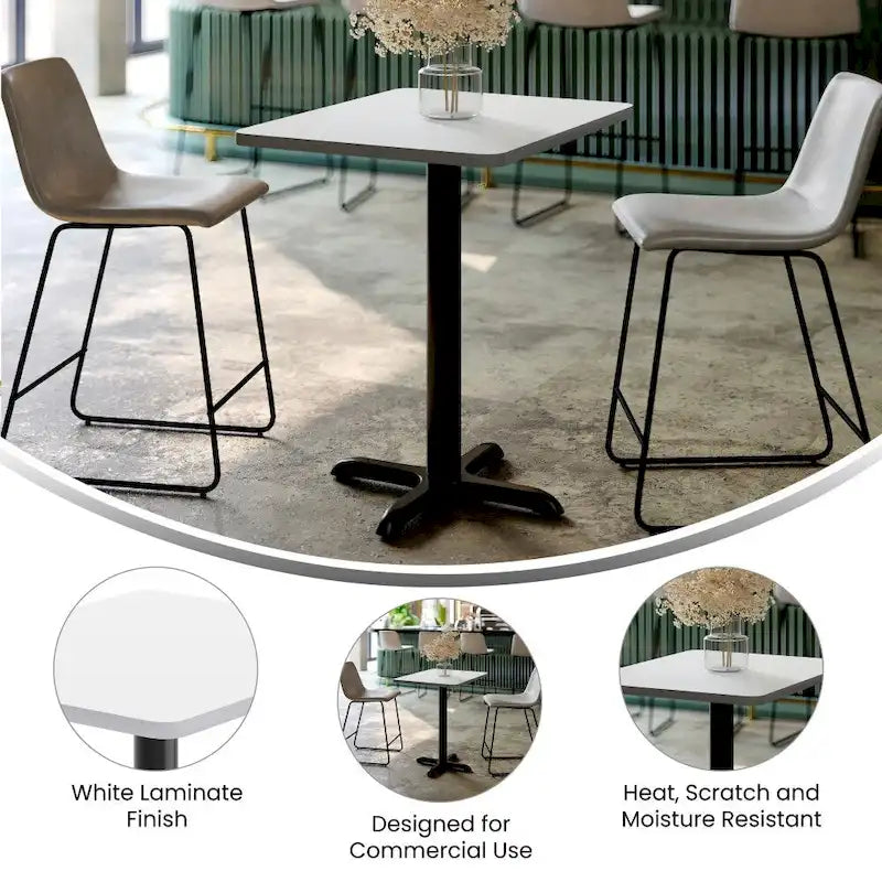 24 x 30 Rectangular Laminate Table Top with 22 x 22 Table Height Base - 24W x 30D x 31.125H