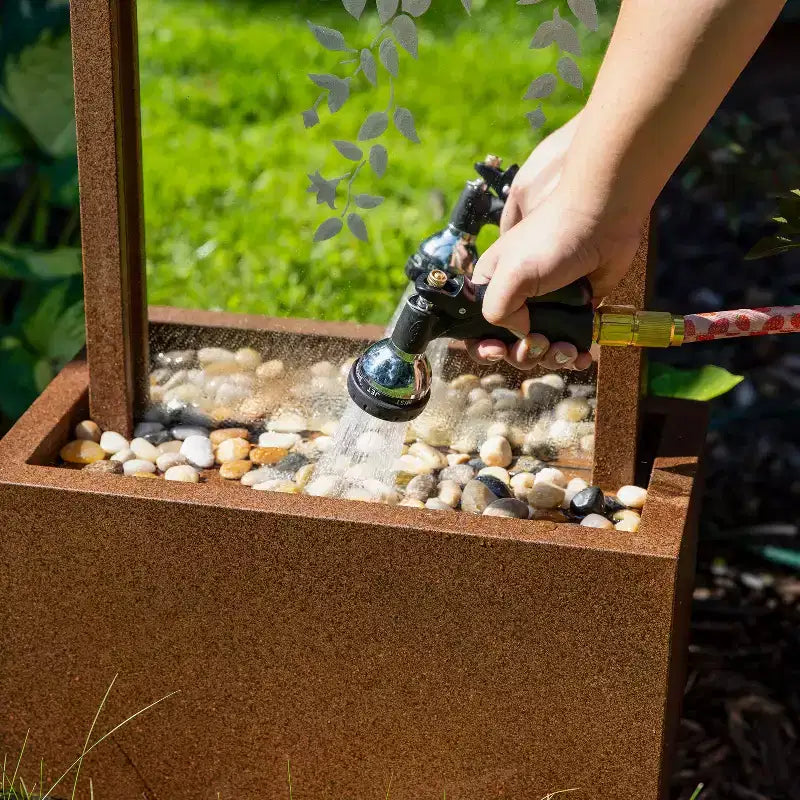 Sunnydaze 47.25 H Wisteria Vines Zinc Outdoor Water Fountain with Warm White LED Lights