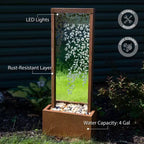 Sunnydaze 47.25 H Wisteria Vines Zinc Outdoor Water Fountain with Warm White LED Lights