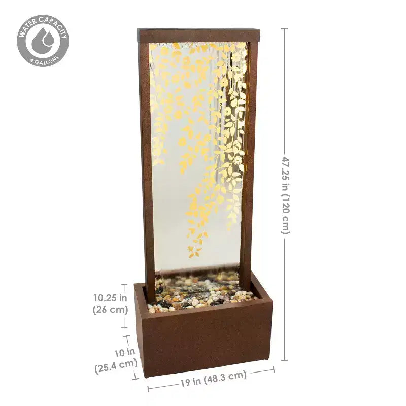 Sunnydaze 47.25 H Wisteria Vines Zinc Outdoor Water Fountain with Warm White LED Lights