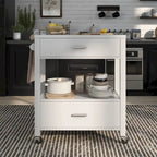 Newsom Modern 2-Drawer Caster Serving Cart with Towel Bar by Furniture of America