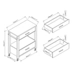 Newsom Modern 2-Drawer Caster Serving Cart with Towel Bar by Furniture of America