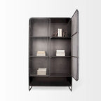 Klaus Dark Brown Polished Metal w/ Mesh Doors Display Cabinet