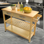 45 Kitchen Island Cart with Wheels, 2 Drawers & Open Storage Shelves - 45 x 17 x 35 inches