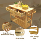 45 Kitchen Island Cart with Wheels, 2 Drawers & Open Storage Shelves - 45 x 17 x 35 inches