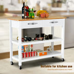 45 Kitchen Island Cart with Wheels, 2 Drawers & Open Storage Shelves - 45 x 17 x 35 inches