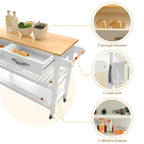 45 Kitchen Island Cart with Wheels, 2 Drawers & Open Storage Shelves - 45 x 17 x 35 inches