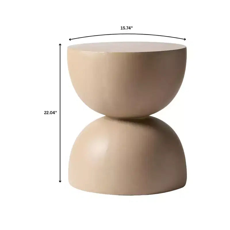 LeisureMod Sage Series Minimalist Fiberstone Hourglass Side Table  Modern Accent End Table for Indoor or Patio Use, Durable Small-Space Design