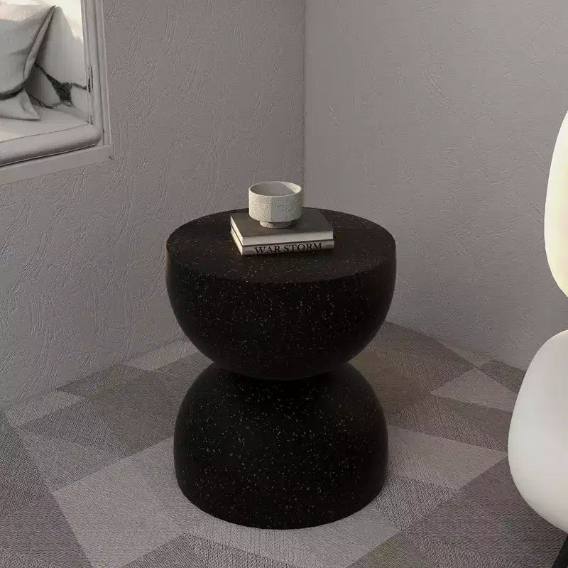 LeisureMod Sage Series Minimalist Fiberstone Hourglass Side Table  Modern Accent End Table for Indoor or Patio Use, Durable Small-Space Design