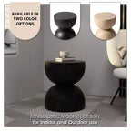 LeisureMod Sage Series Minimalist Fiberstone Hourglass Side Table  Modern Accent End Table for Indoor or Patio Use, Durable Small-Space Design