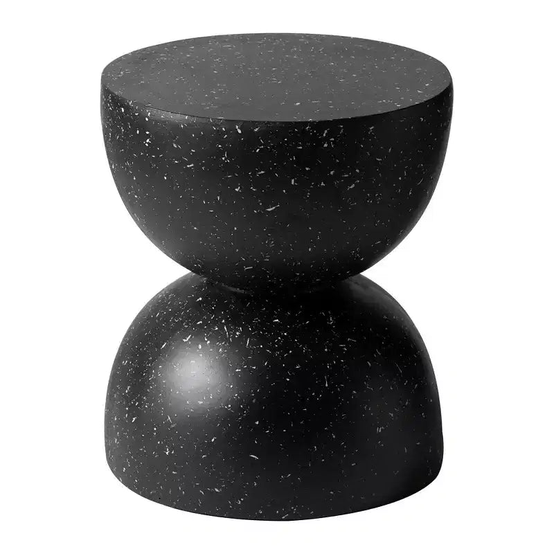 LeisureMod Sage Series Minimalist Fiberstone Hourglass Side Table  Modern Accent End Table for Indoor or Patio Use, Durable Small-Space Design