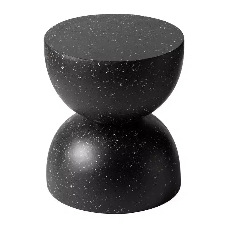 LeisureMod Sage Series Minimalist Fiberstone Hourglass Side Table  Modern Accent End Table for Indoor or Patio Use, Durable Small-Space Design