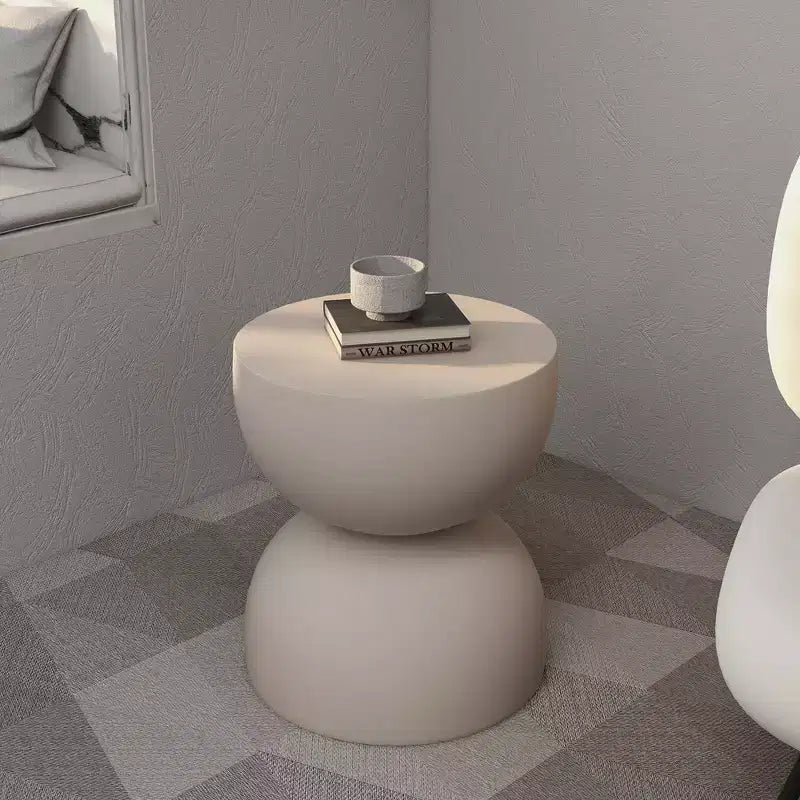 LeisureMod Sage Series Minimalist Fiberstone Hourglass Side Table  Modern Accent End Table for Indoor or Patio Use, Durable Small-Space Design