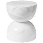 LeisureMod Sage Series Minimalist Fiberstone Hourglass Side Table  Modern Accent End Table for Indoor or Patio Use, Durable Small-Space Design