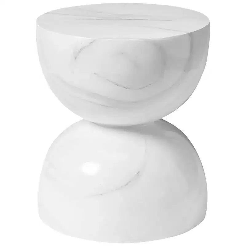LeisureMod Sage Series Minimalist Fiberstone Hourglass Side Table  Modern Accent End Table for Indoor or Patio Use, Durable Small-Space Design