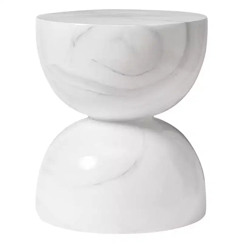 LeisureMod Sage Series Minimalist Fiberstone Hourglass Side Table  Modern Accent End Table for Indoor or Patio Use, Durable Small-Space Design