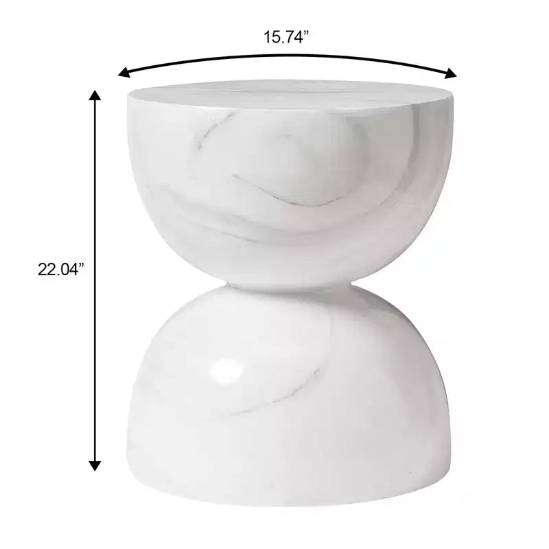 LeisureMod Sage Series Minimalist Fiberstone Hourglass Side Table  Modern Accent End Table for Indoor or Patio Use, Durable Small-Space Design