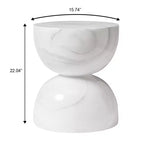 LeisureMod Sage Series Minimalist Fiberstone Hourglass Side Table  Modern Accent End Table for Indoor or Patio Use, Durable Small-Space Design