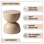LeisureMod Sage Series Minimalist Fiberstone Hourglass Side Table  Modern Accent End Table for Indoor or Patio Use, Durable Small-Space Design