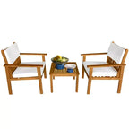 FDW 3-Piece Acacia Wood Patio Bistro Set Patio Furniture Outdoor Chat Conversation Table Chair Set Outdoor Wood Chat Set for Beach Backyard ,Natural