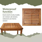 FDW 3-Piece Acacia Wood Patio Bistro Set Patio Furniture Outdoor Chat Conversation Table Chair Set Outdoor Wood Chat Set for Beach Backyard ,Natural