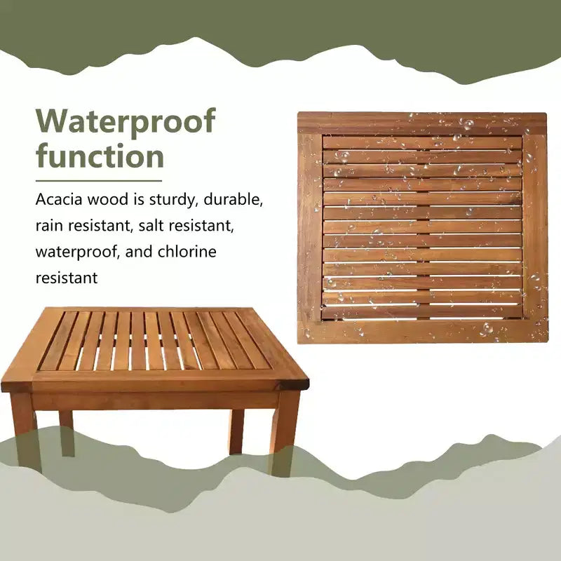 FDW 3-Piece Acacia Wood Patio Bistro Set Patio Furniture Outdoor Chat Conversation Table Chair Set Outdoor Wood Chat Set for Beach Backyard ,Natural