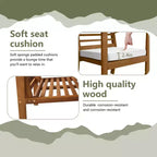 FDW 3-Piece Acacia Wood Patio Bistro Set Patio Furniture Outdoor Chat Conversation Table Chair Set Outdoor Wood Chat Set for Beach Backyard ,Natural