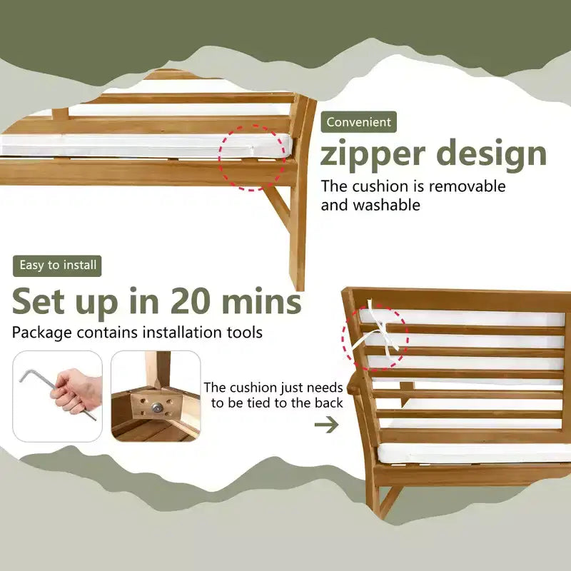 FDW 3-Piece Acacia Wood Patio Bistro Set Patio Furniture Outdoor Chat Conversation Table Chair Set Outdoor Wood Chat Set for Beach Backyard ,Natural