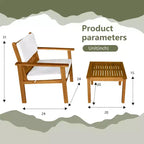 FDW 3-Piece Acacia Wood Patio Bistro Set Patio Furniture Outdoor Chat Conversation Table Chair Set Outdoor Wood Chat Set for Beach Backyard ,Natural