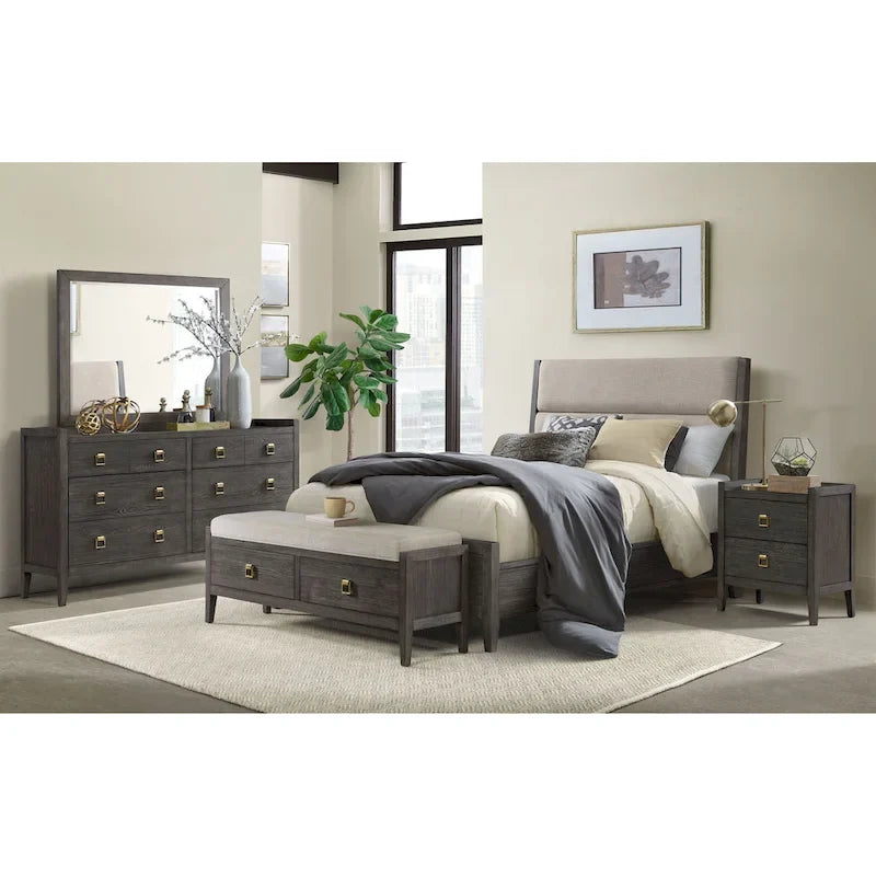 Portia Complete Upholstered Bed, Brushed Brindle