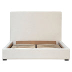 Colton White Linen Upholstered Panel Platform Bed, Eastern King