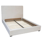 Colton White Linen Upholstered Panel Platform Bed, Eastern King