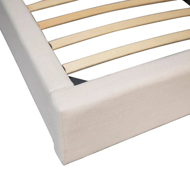 Colton White Linen Upholstered Panel Platform Bed, Eastern King