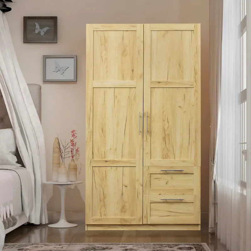 70.87H High wardrob with 2 doors, 2 drawers and 5 storage spaces