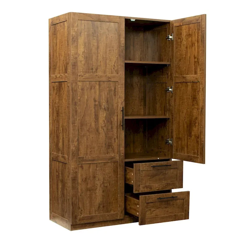 70.87H High wardrob with 2 doors, 2 drawers and 5 storage spaces