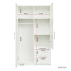 70.87H High wardrob with 2 doors, 2 drawers and 5 storage spaces