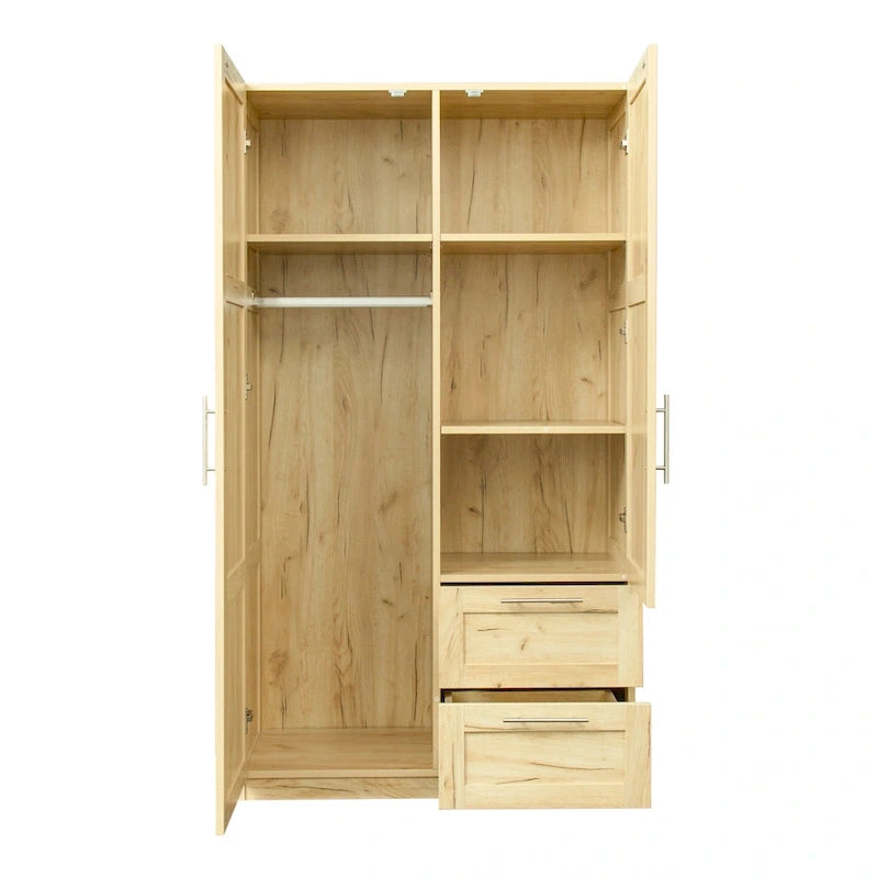 70.87H High wardrob with 2 doors, 2 drawers and 5 storage spaces