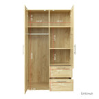 70.87H High wardrob with 2 doors, 2 drawers and 5 storage spaces
