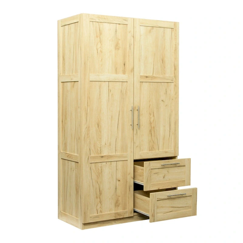 70.87H High wardrob with 2 doors, 2 drawers and 5 storage spaces