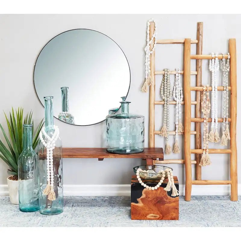 Teak Wood Block Accent Table with Black Resin Inlay - Brown - Roche River Decor - 11Wx12Lx15H