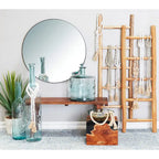 Teak Wood Block Accent Table with Black Resin Inlay - Brown - Roche River Decor - 11Wx12Lx15H